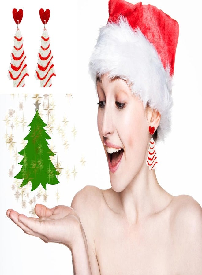 kepvrio Christmas Earrings for Women,Cute Christmas Tree Cake Earrings Acrylic Christmas Tree Cat Dangle Earrings Funny Santa Claus Snowflake Crutch Stud Earrings Christmas New Year Paty Jewelry (Style-A) - Image 2